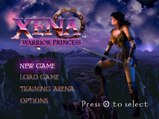 Xena Warrior Princess title screen for Playstation